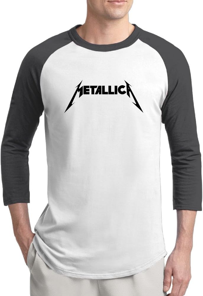 Metallica Logo Men's Vintage Baseball 3/4 Sleeve Plain Raglan Shirts Apparel