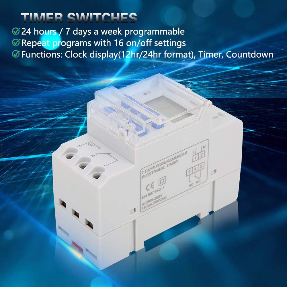 Temporizador Digital Programable TM919A-3 - 7 Días, 16 Programas, Pantalla LCD, Para Rail DIN 35mm, 24V DC