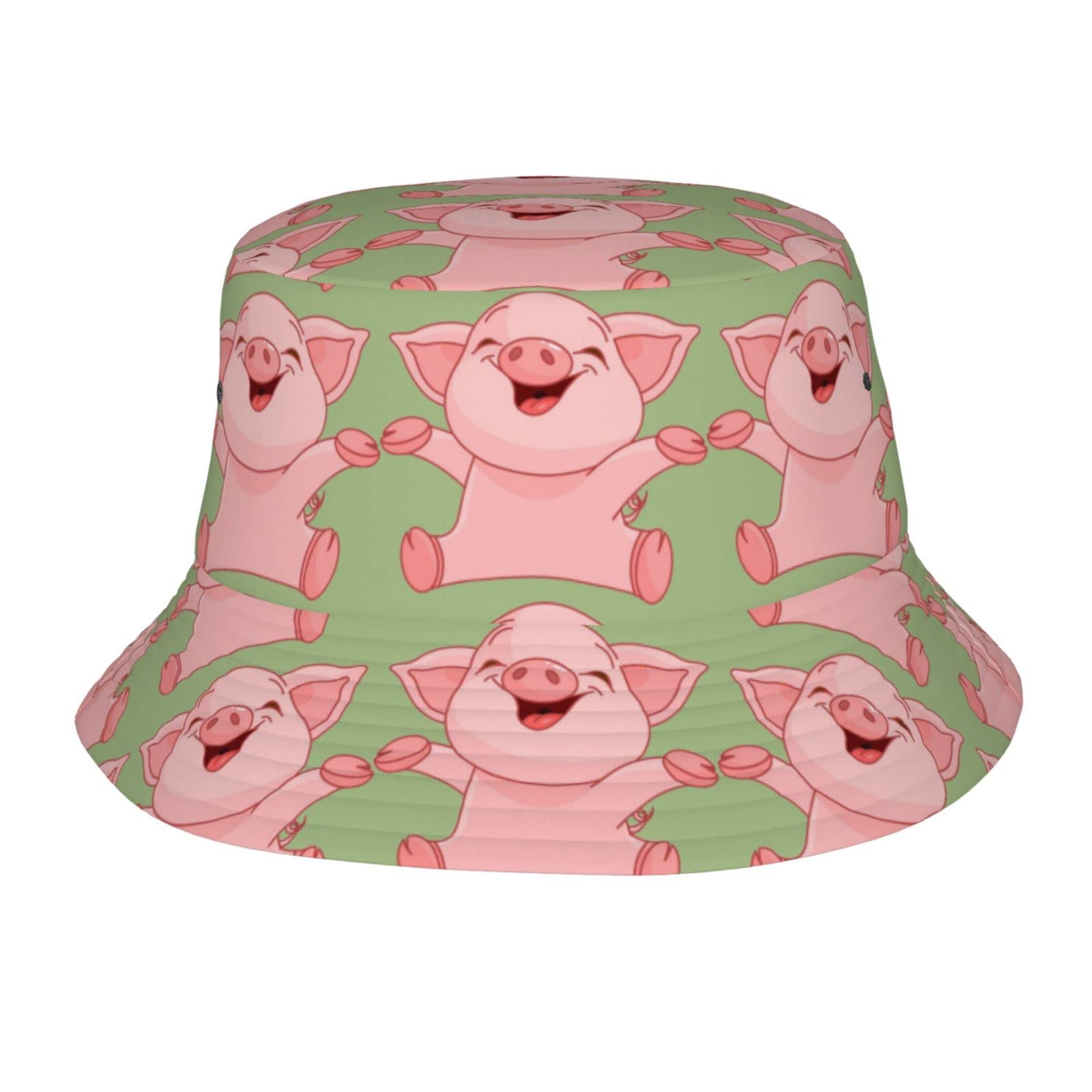 Chapeau Bob été Avec Motif Cochon - Homme/femme, Bord Large, Pliable, Taille Unique - Pour Pêche, Plage, Voyage