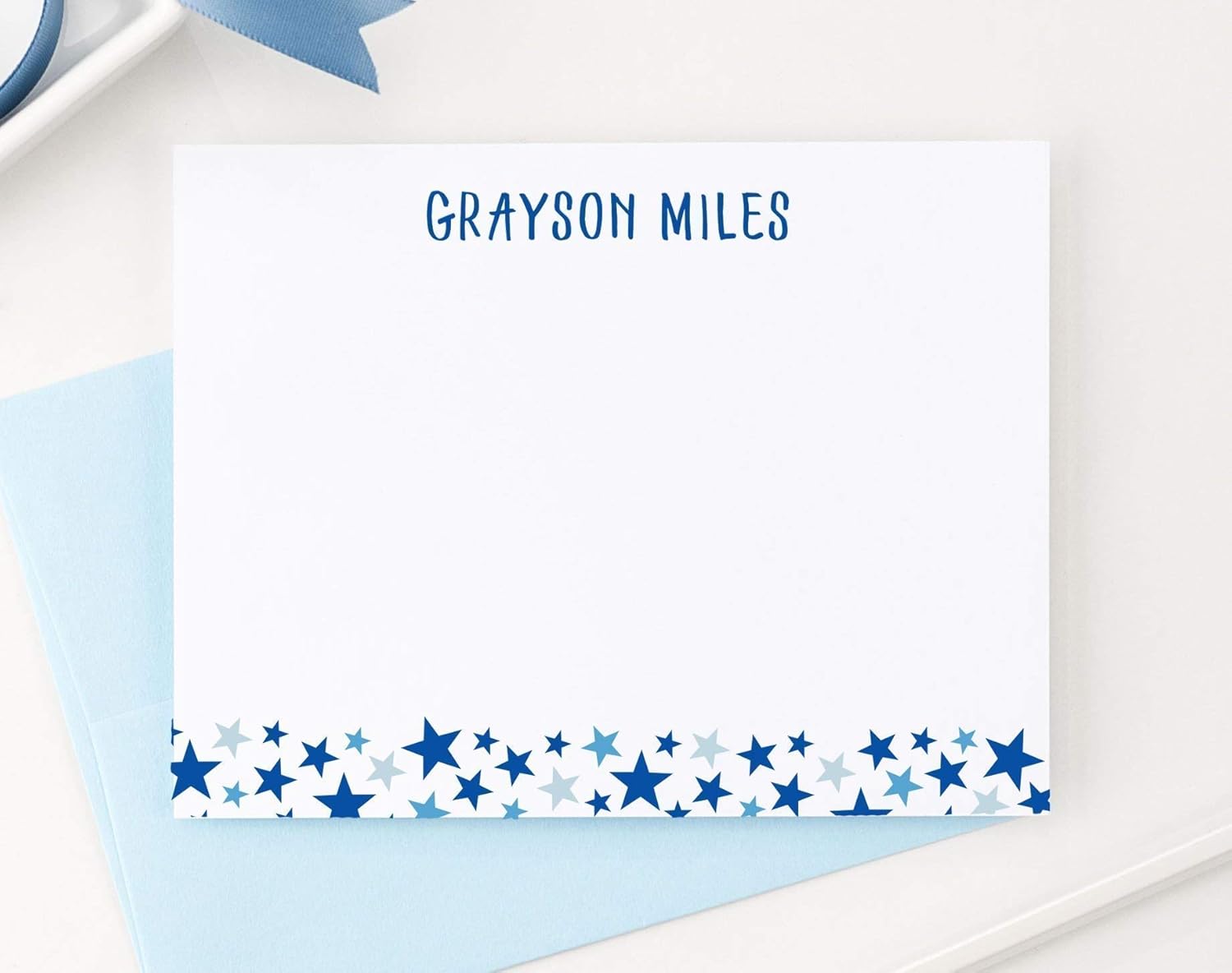 Star Personalized Stationery for Boys, Baby shower thank you cards, Personalized stationery for kids, Your Choice of Colors and Quantity
