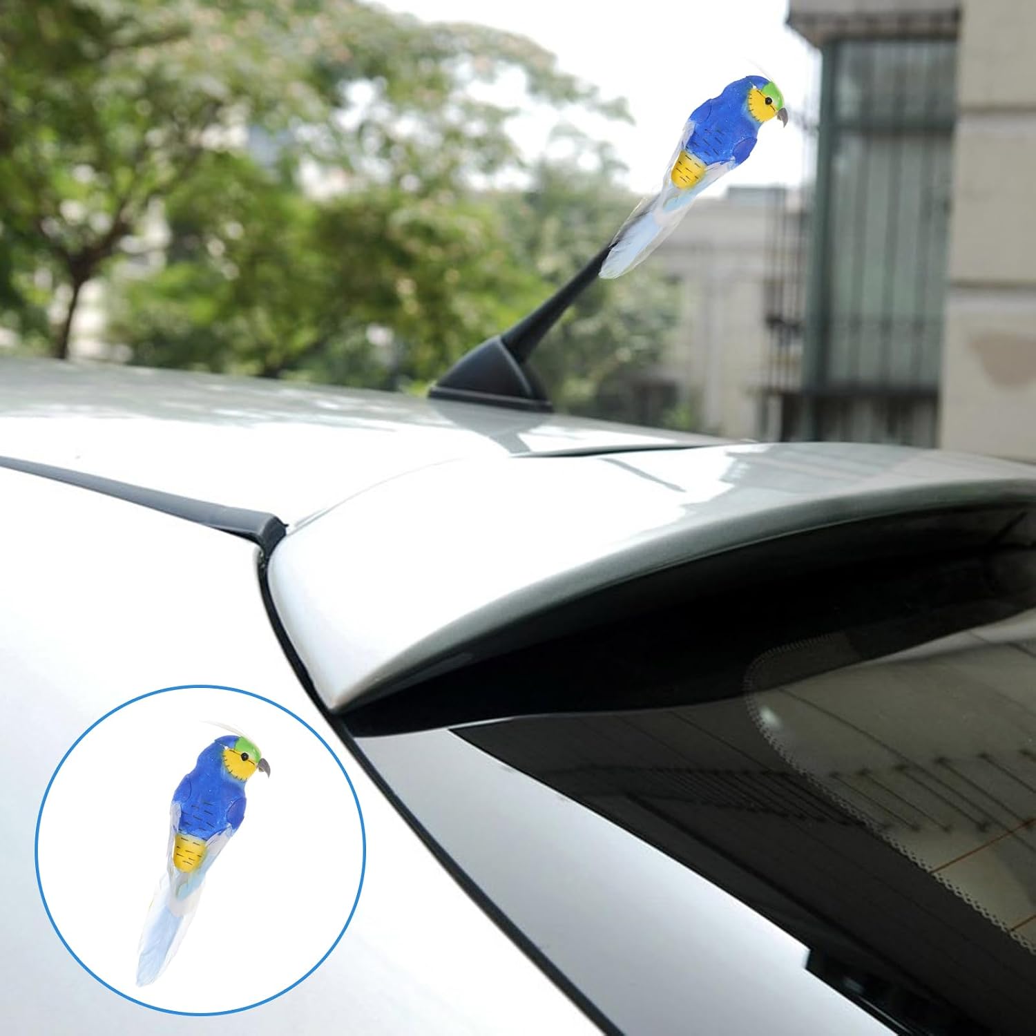 Car Antenna Bird Decoration, 5.7in Cute Animal Antenna Top Decoration Interesting Parrot Antenna Ball, Replacement Car Antenna Top Decoration Cartoon Doll Decoration for Car Roof
