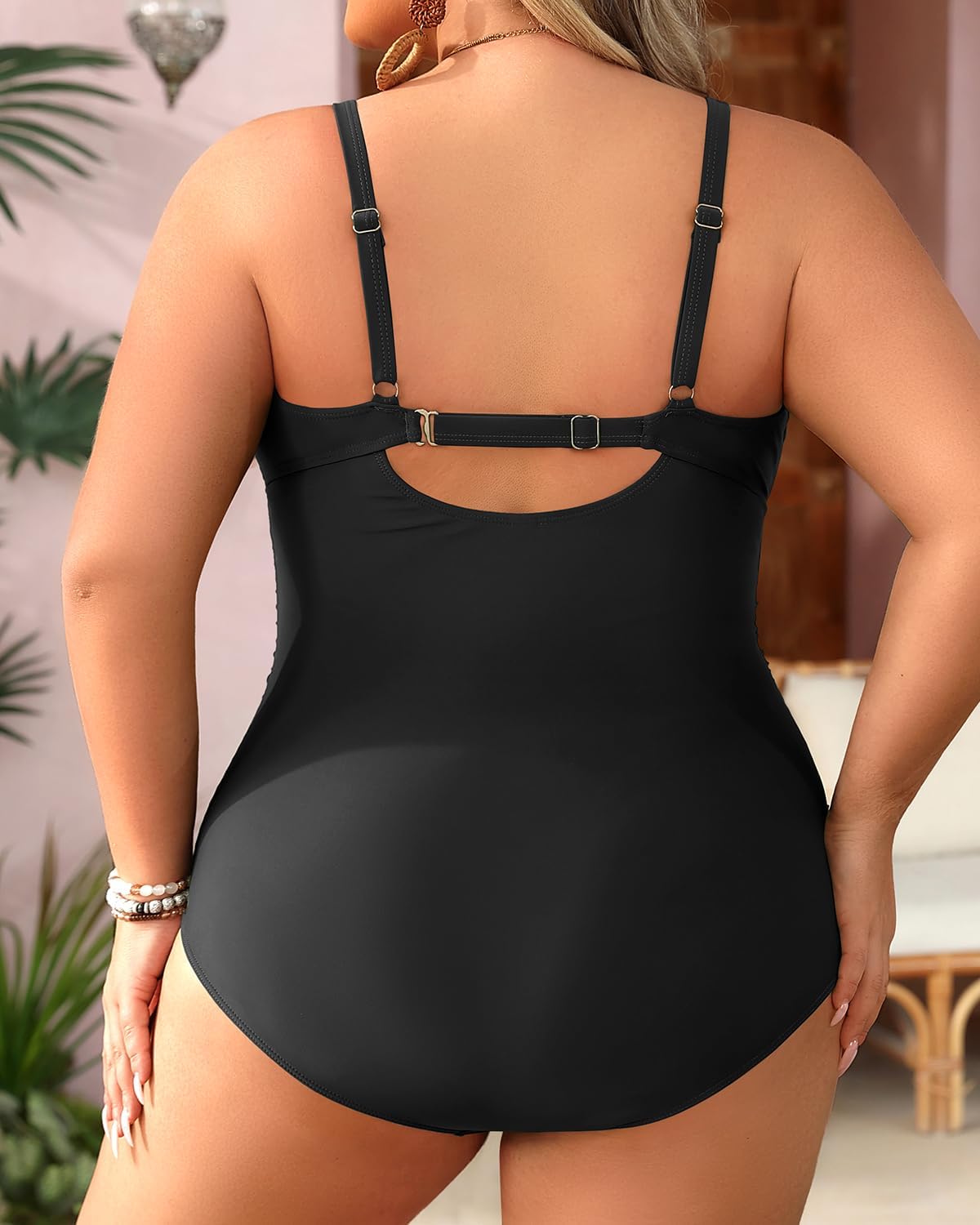 Aqua Eve Plus Size Swimsuit for Women Tummy Control One Piece Bathing Suit Vintage Swimwear - Image 2