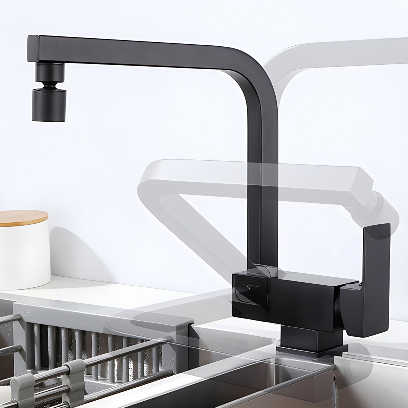 Robinet de cuisine pliable sous fenêtre mitigeur chromé double mode LWX