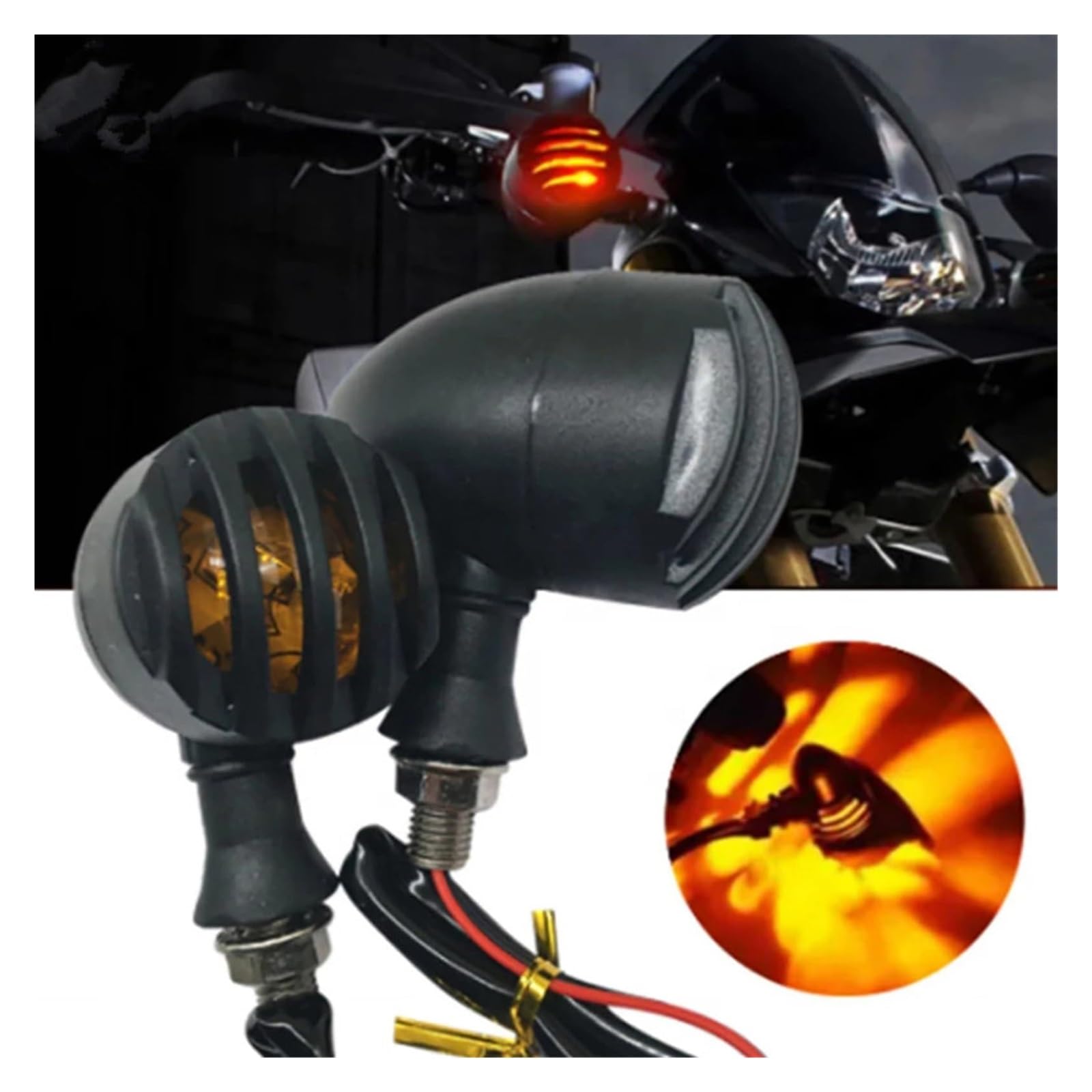 12 V Motocicleta Intermitente Luz Indicadora Intermitentes Tipo Bala Ámbar Bombilla Luces intermitentes moto indicadores