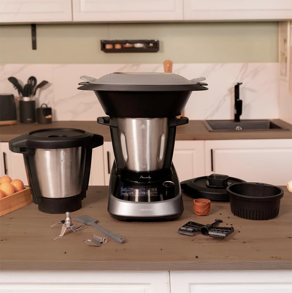 Cecotec Robot de Cocina Multifunción con Dispensador de Alimentos Mambo Touch con Jarra Habana Pro. 37 Funciones, Pantalla Táctil, App Mambo, 3.3L, Báscula, Autolimpieza, Jarra Cerámica