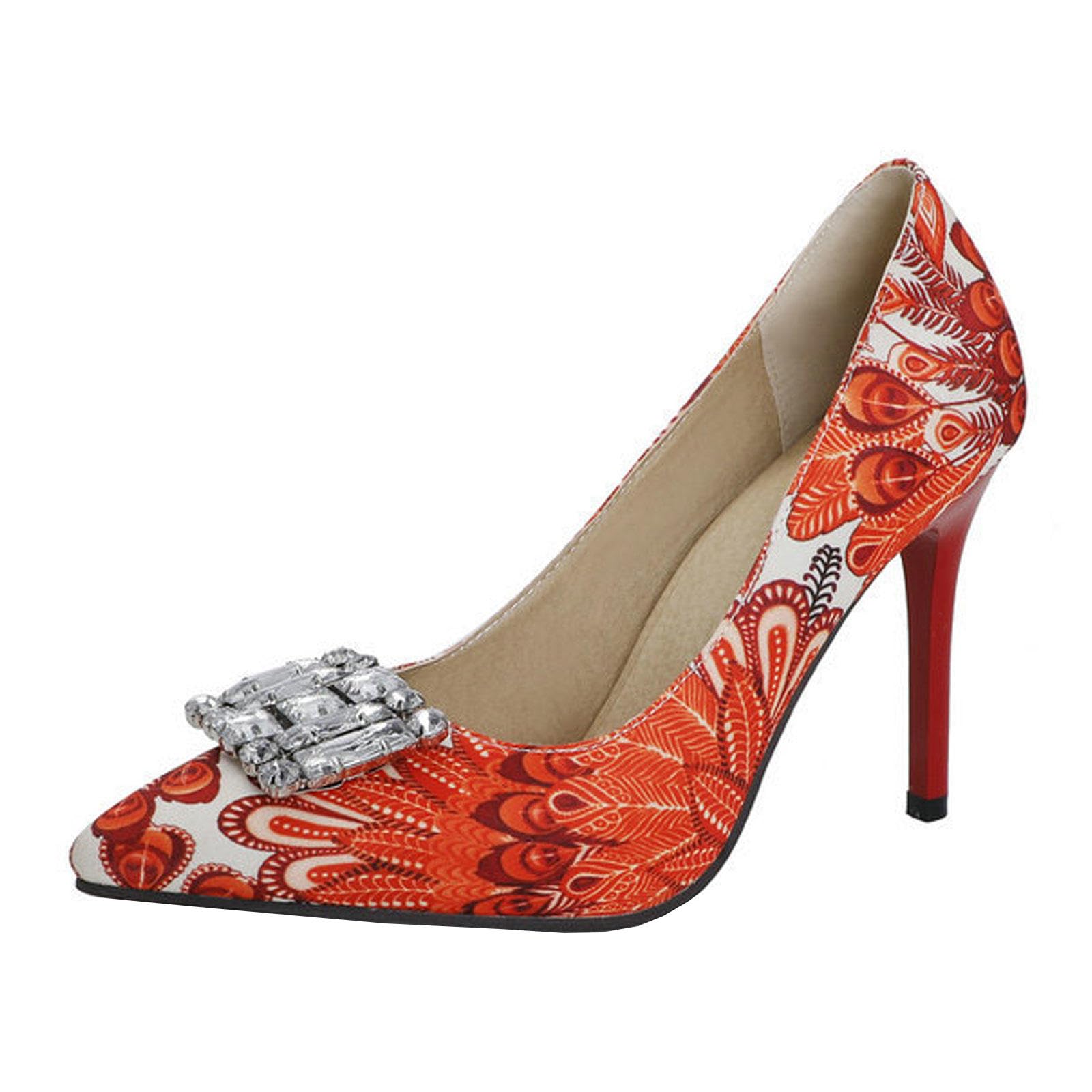 Tacones Altos Zapatos Tacón Aguja Cerrados Punta Puntiaguda Mujer Diamantes Imitación Cordones Fiesta Graduación Boda Oficina 10cm,Red-35