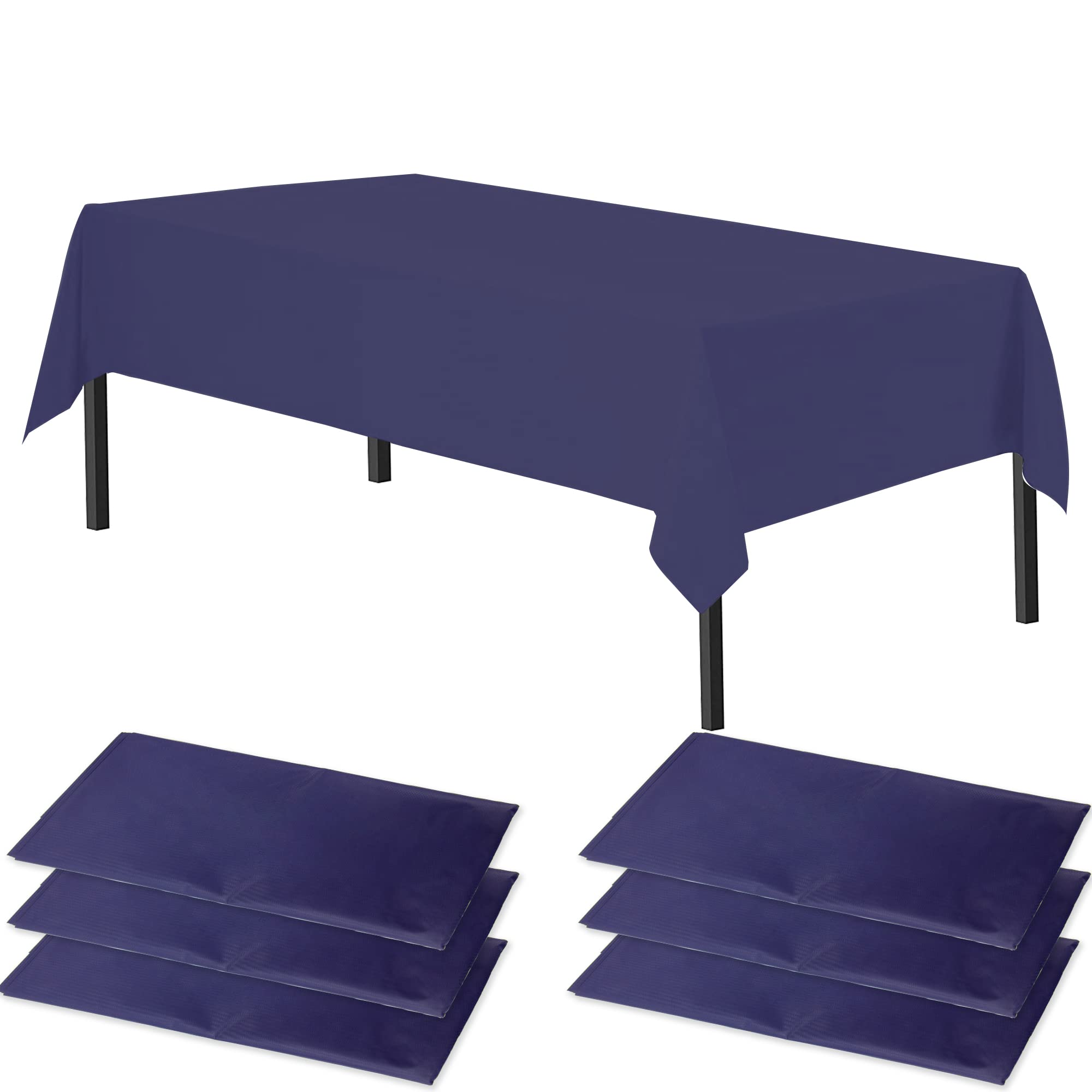 Time to Sparkle 4 Pack Plastic Tablecloths 54" x 108" Plastic Dining Table Cloth Premium Rectangle Table Cover for Parties Wedding Banquet etc Indoor Or Outdoor Navy Blue โ image 1