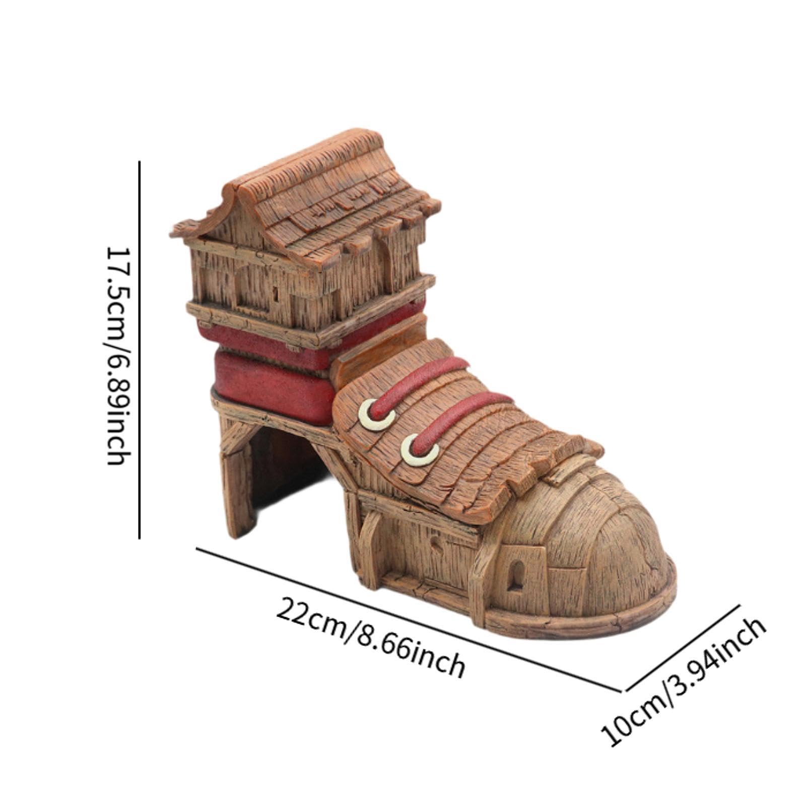Decorazione per Acquario, Scultura in Grotta per Betta, Accessori subacquei, Moderna e realistica, Decorazione per Acquario in Resina con Scarpe.