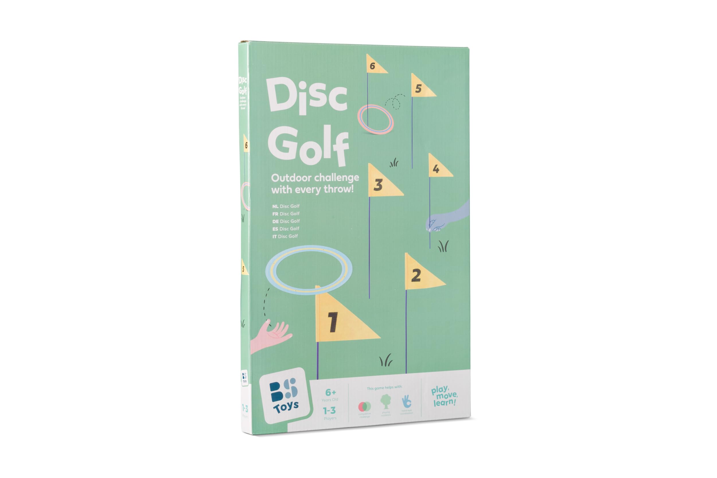 BS Toys – Set de Disc Golf en Plein air – 6 Drapeaux & 3 disques Ø25 cm – 1–3 Joueurs 6+