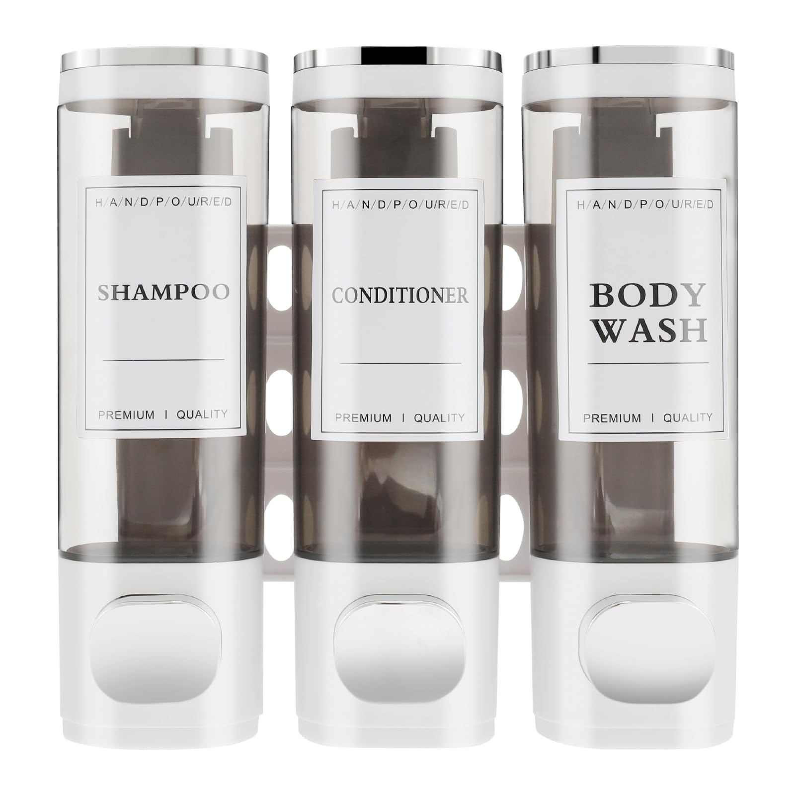 Hzuizxyo White Shampoo And Conditioner Dispenser Wall Mounted, Shower Soap Dispenser No Drill Easy Slot Install For Shower Wall Mounted Shower Soap Dispenser For Bathroom (White)