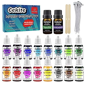 Kerzenwachs Farbe Kerzenfarbstoff, 16 Farben Flüssige Kerzenfarbe + 2 Duftöle für DIY-Kerzenherstellungsset…