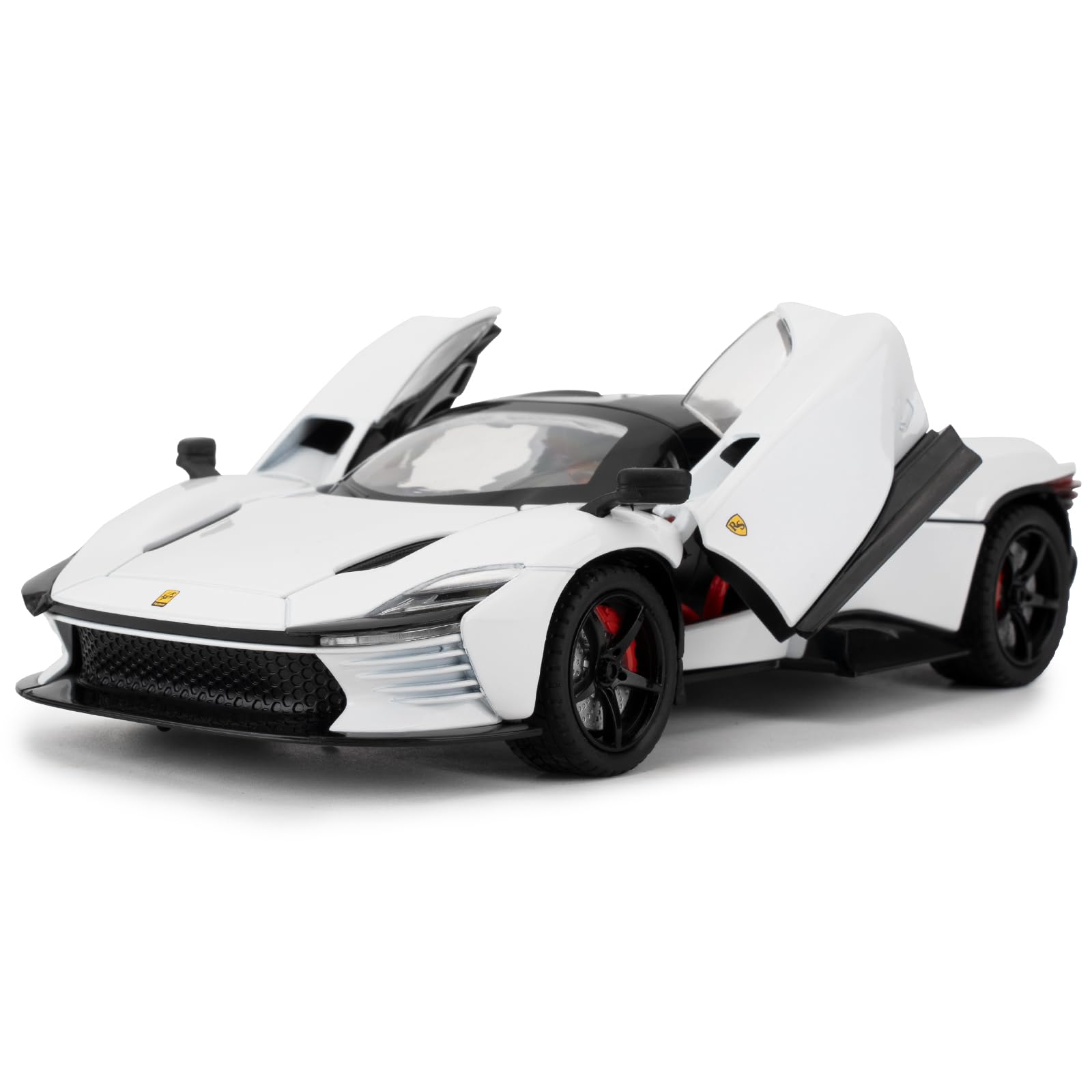 imtfzct 1/22 Ferrari SP3 Alloy Toy Car, Collectible Model Car with Sound and Light Function and Pull Back Function, White