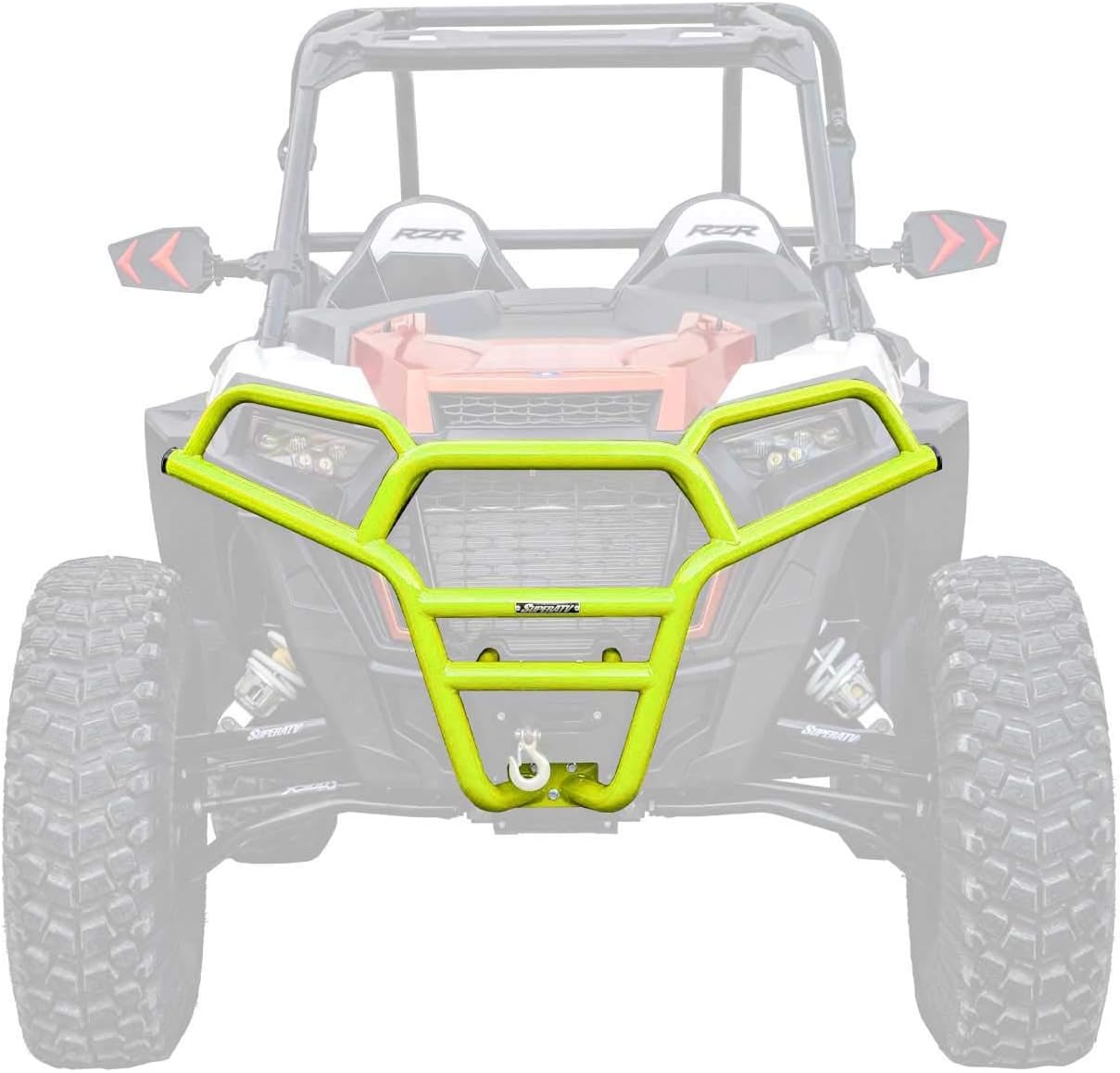 SuperATV Front Bumper for Polaris RZR XP 1000 (See Fitment) | Lime Squeeze | 1.75" x 1/16" DOM Steel Tubing | UV-Resistant Powder Coating | CNC Machined End Caps | Protects Entire Front End!