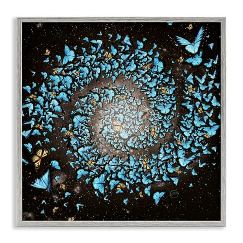 'Wild Butterflies Flying Vivid Blue Spiral'| Framed Giclee Art