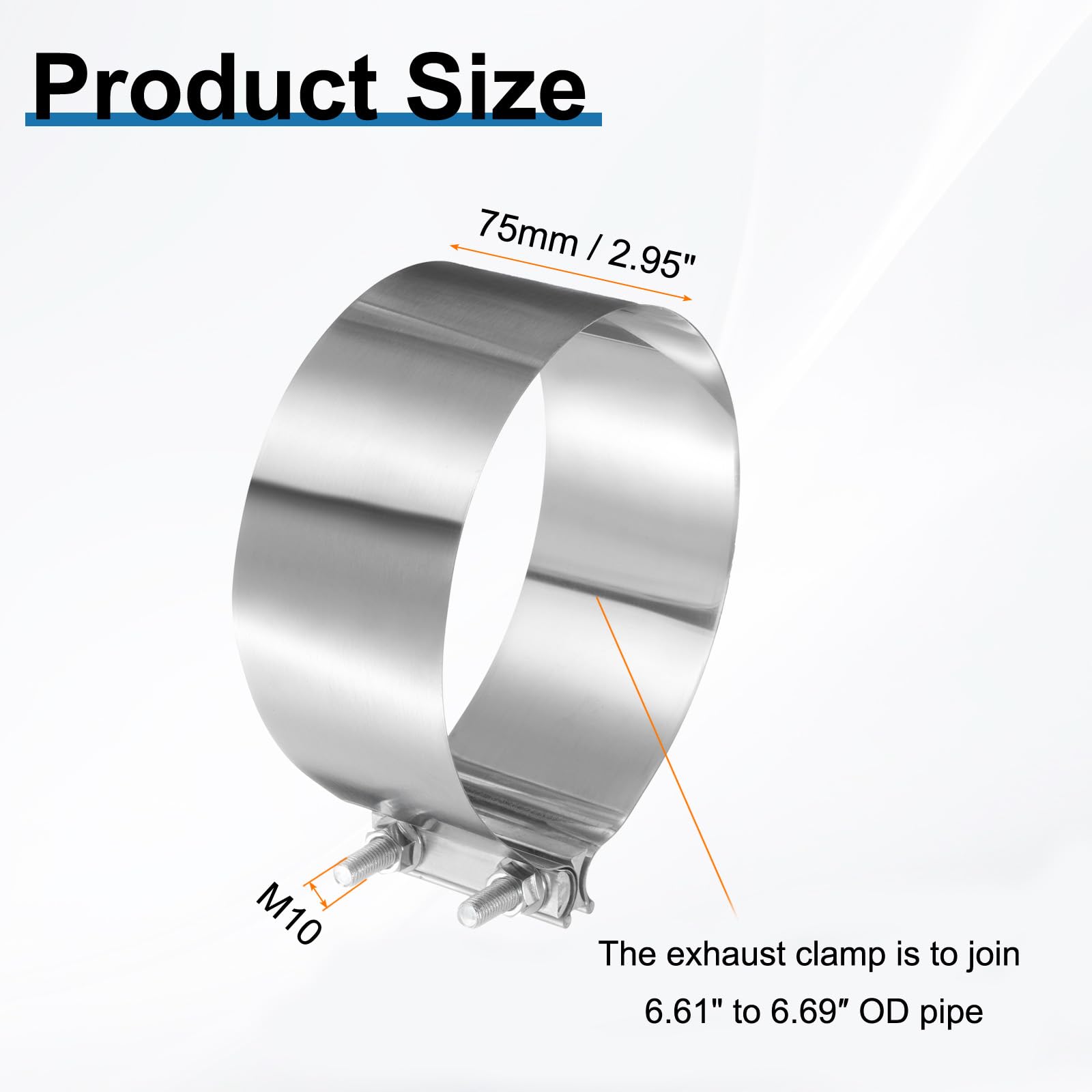QUARKZMAN 2 obejmy do rury wydechowej, 15 cm, ze stali nierdzewnej, do tłumika, rury wydechowej, połączenia ze śrubami M10 x 55,5 cm, do tłumika samochodu, rury kolektora