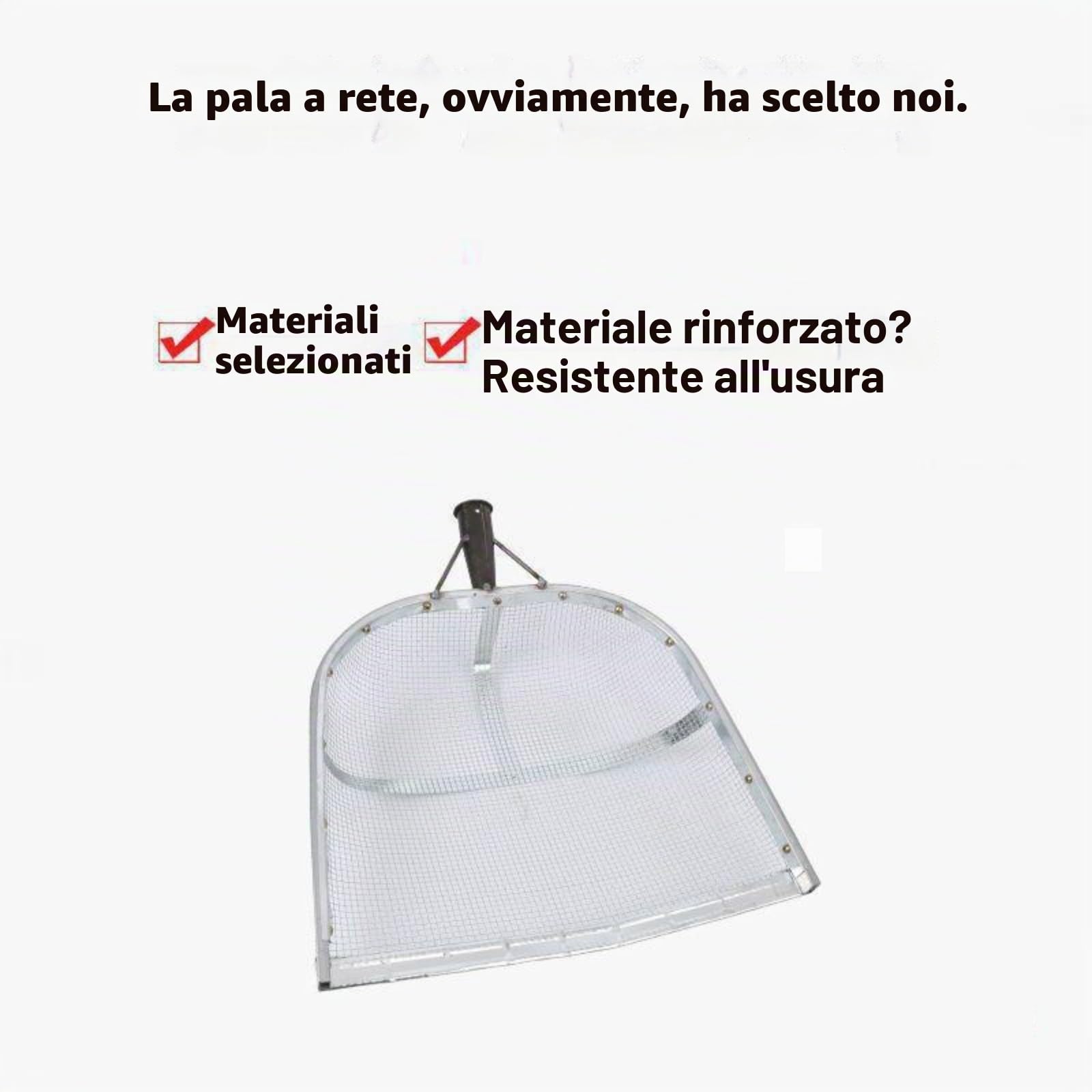 Pala per setaccio, pala per sabbia, grande giardino, pala in metallo, per escrementi di rettili, da giardino, filtro per terra efficiente per setacciare terreno, pala per cereali per mais, accessori