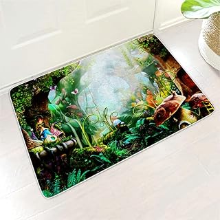 Buweirezhi Dywanik łazienkowy Fantasy Pilz las, kwiaty, wygodna mata podłogowa, wielokolorowy, 45 x 70 cm