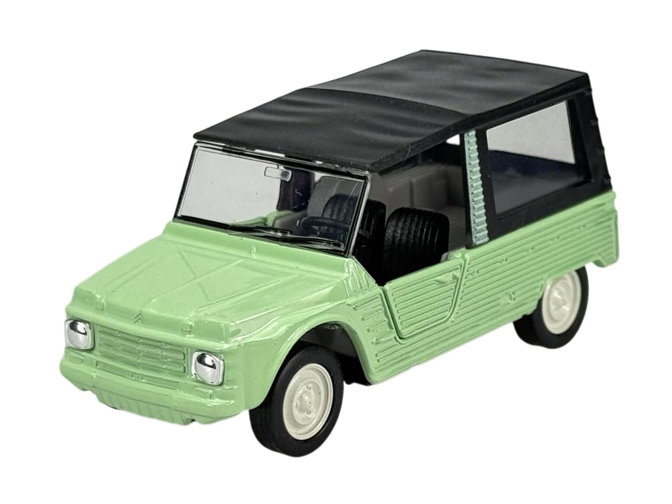 Welly model samochodu, kompatybilny z 1968 Citroen Mehari, zielony, ok. 1/34-1/39, metalowy model samochodu, odlew, nowy w skrzynce 43792
