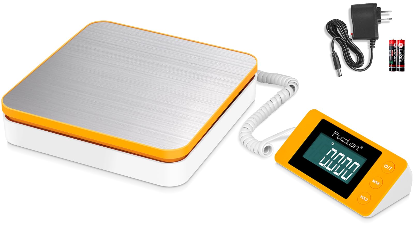 Fuzion Shipping Postal Scale - Package Scale 110LB x 0.1oz, Large LCD Display, 5 Units, Digital Scale for Packages, Postage - Dual Power Supply (