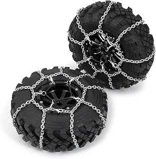 4Pcs Anti-Skid Snow Chains Metal Tire Chain for 1/10 RC TRX-4 Crawler TRX4 Accessories (130mm)