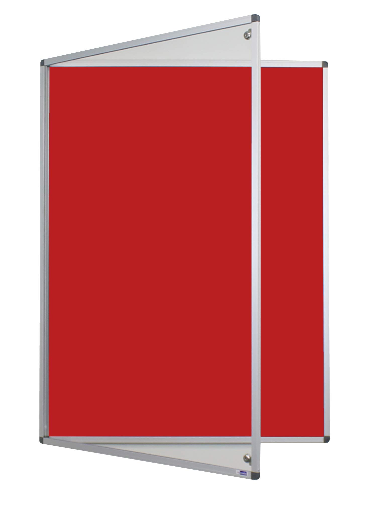 Adboards Classic Lockable Noticeboard Red Felt 900mm x 600mm Aluminium Frame
