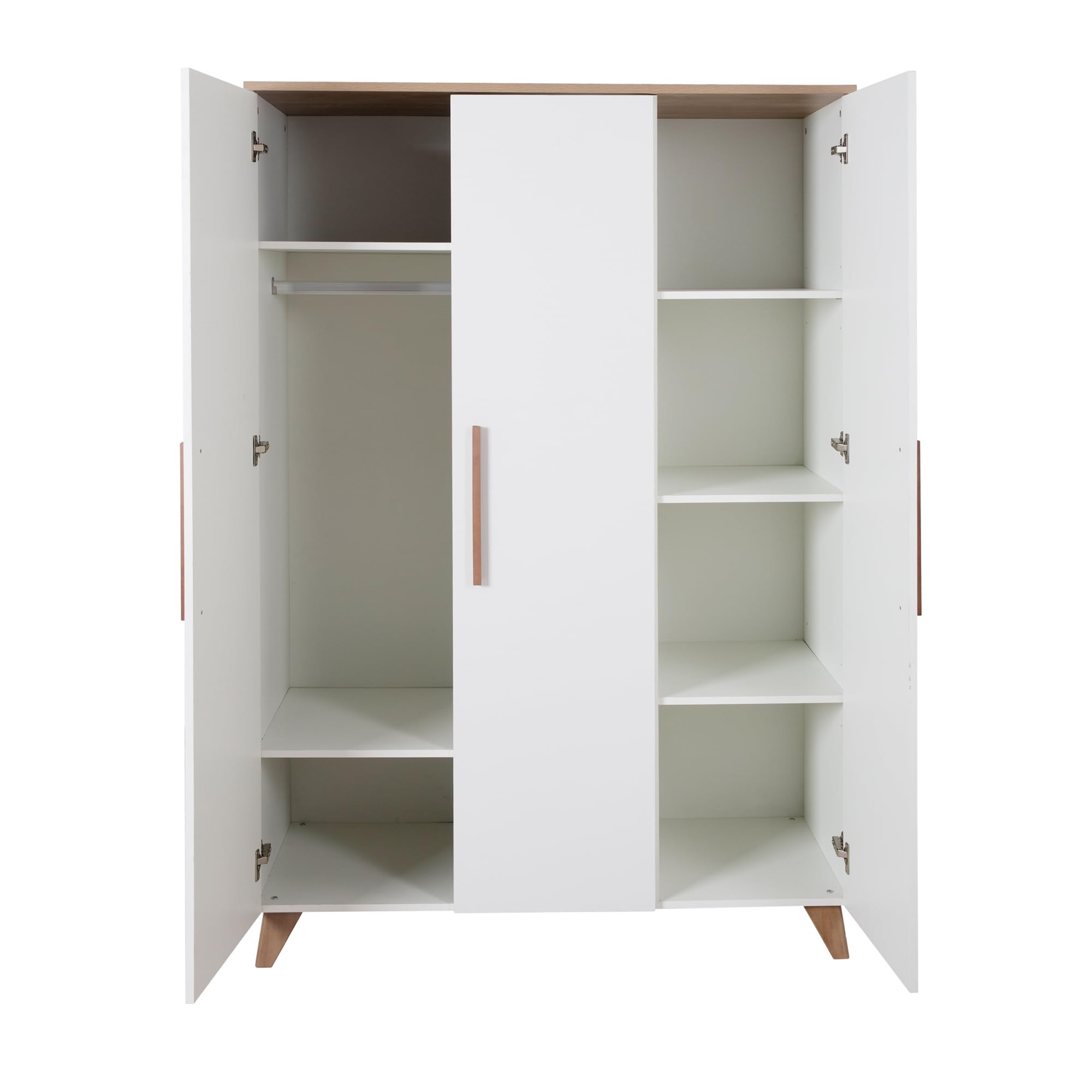 roba Set per cameretta bambini 3 pezzi Lettino 70x140 cm convertibile fasciatoio 3 cassetti armadio bambini Maniglie piedi legno massello Bianco rovere scuro