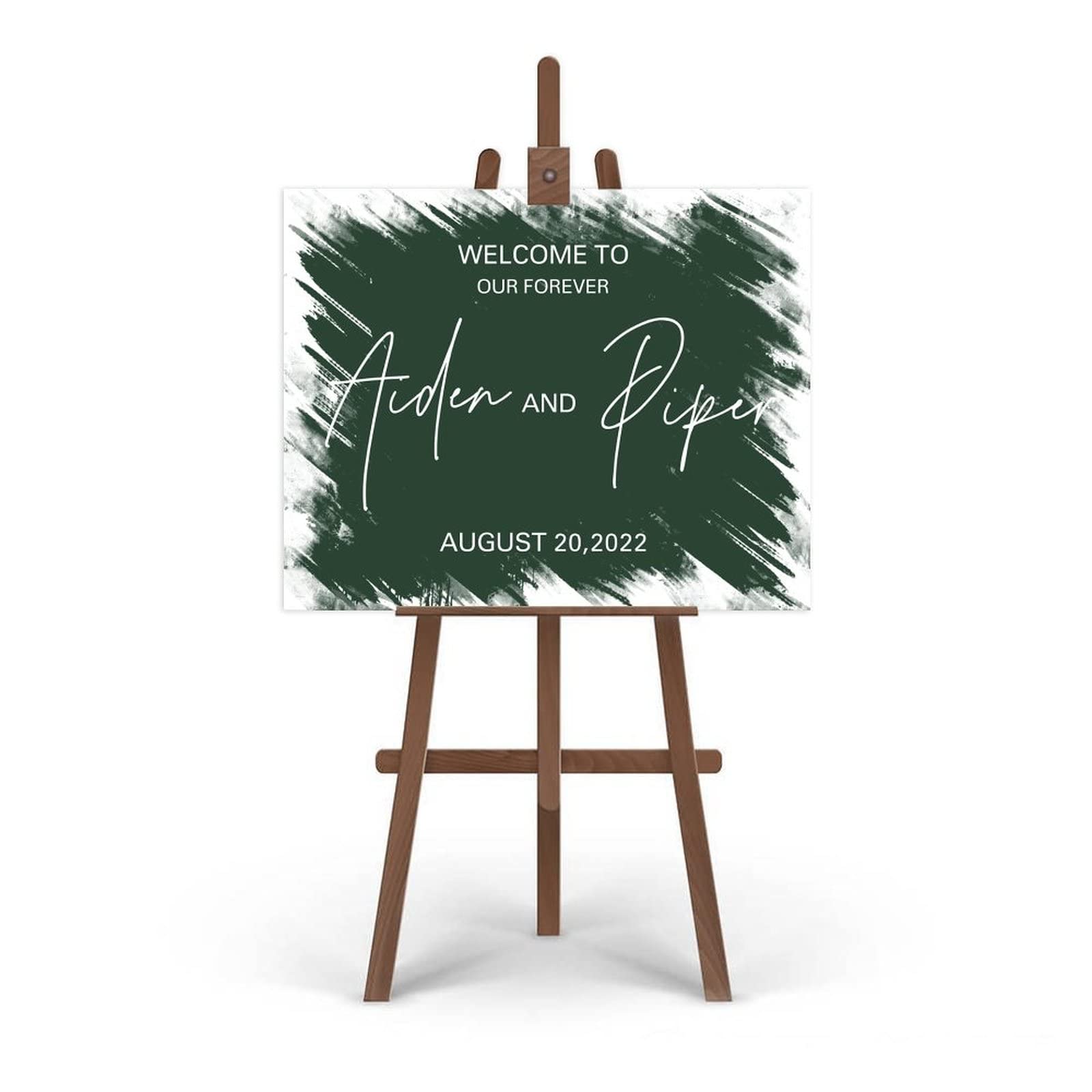 Edytowalny minimalistyczny znak ślubny spersonalizowany znak powitalny na ślub dostosowany do Twoich imion i dat, znak powitalny dla gości weselnych 45 x 61 cm