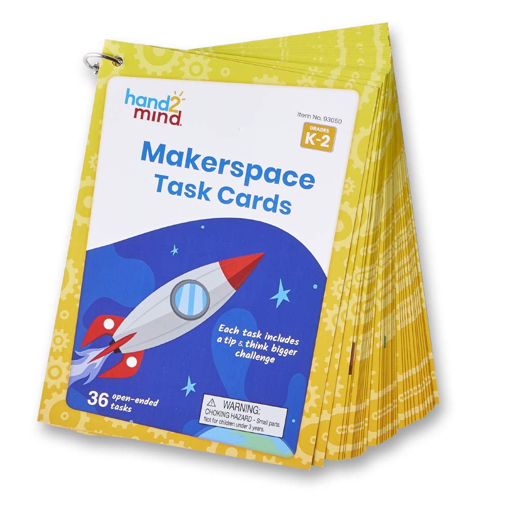 hand2mindMakerspace Task Cards, STEM Learning Cards for Kids Grade K-2, 36 STEM Activities, Kids Building Projects, Learning Cards, Educational Toys, Fun Ideas on What to Build, Classroom Supplies
