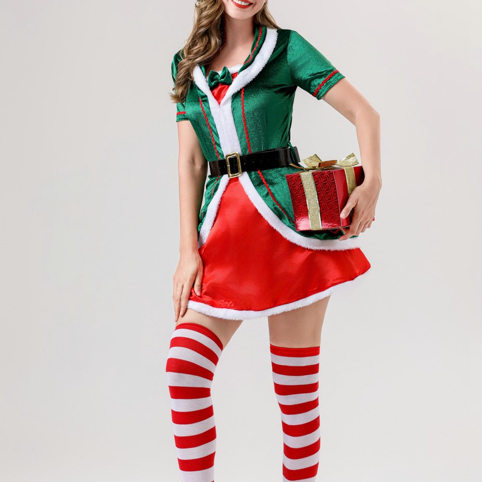 Faschingskostüme Damen Weihnachtskostüm Damen Grünes Elfen Kostüm Rollenspiel Cosplay Perfekt Für Feiertagsparty Und Aufführung Elfenkostüm
