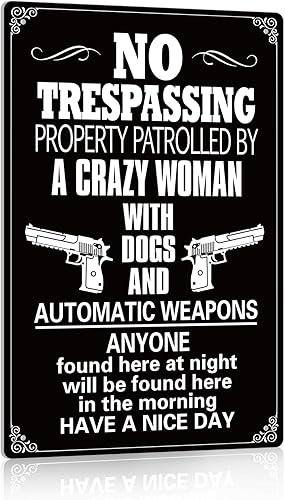WaaHome Señales divertidas de "No Trespassing Sign", letrero de advertencia de seguridad y privacidad de 7.8 x 11.8 pulgadas WaaHome Señales divertidas de "No Trespassing Sign", letrero de advertencia de seguridad y privacidad de 7.8 x 11.8 pulgadas