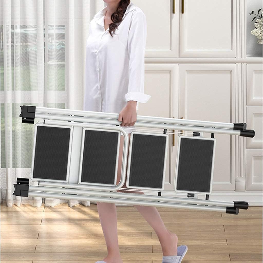 Step Ladder Stool Folding Steel Ladders with Safety HandRail Non Slip Tread Portable Stepladder Lightweight Kitchen Home Stepladders (Red 4 Step)