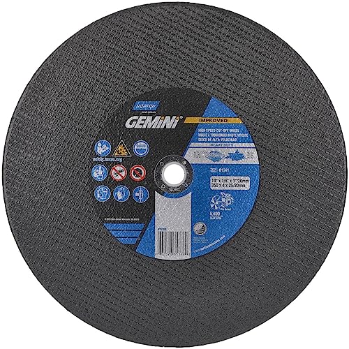 Norton 66252835386 14x1/8x1/20mm Gemini Metal HD AO High Speed Cut-Off Wheels, Heavy Duty, Type 01/41, 24 Grit, 10 Pack