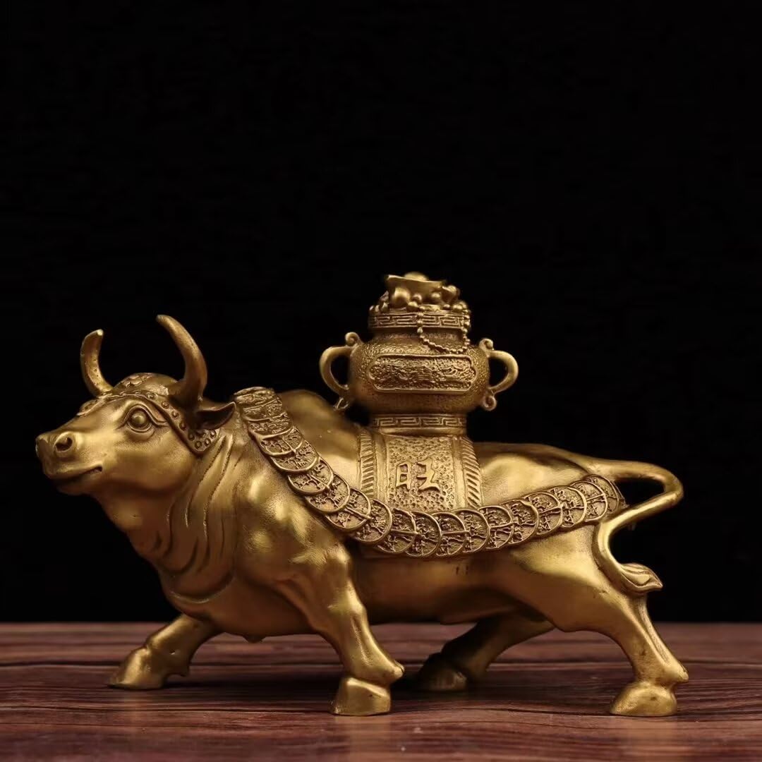 Glücksbringer – Wall-Street-Bullenstatue aus Messing – Börsendekoration – Kupfer-Bullenfiguren – Feng-Shui-Glücksbringer