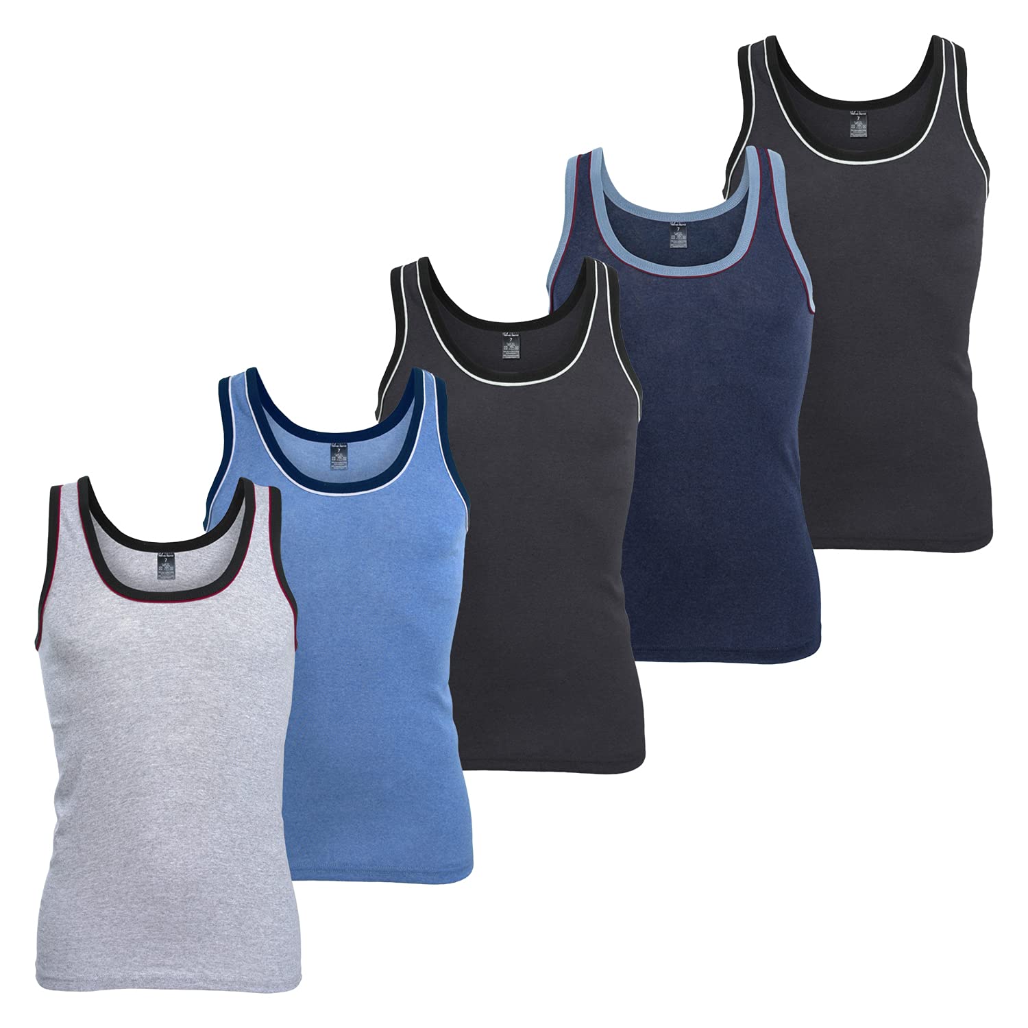 Lot de 5 mt® finement côtelés Débardeur Melange couleurs – Le maillot de corps poitrine Chemise en pack de 5 couleurs