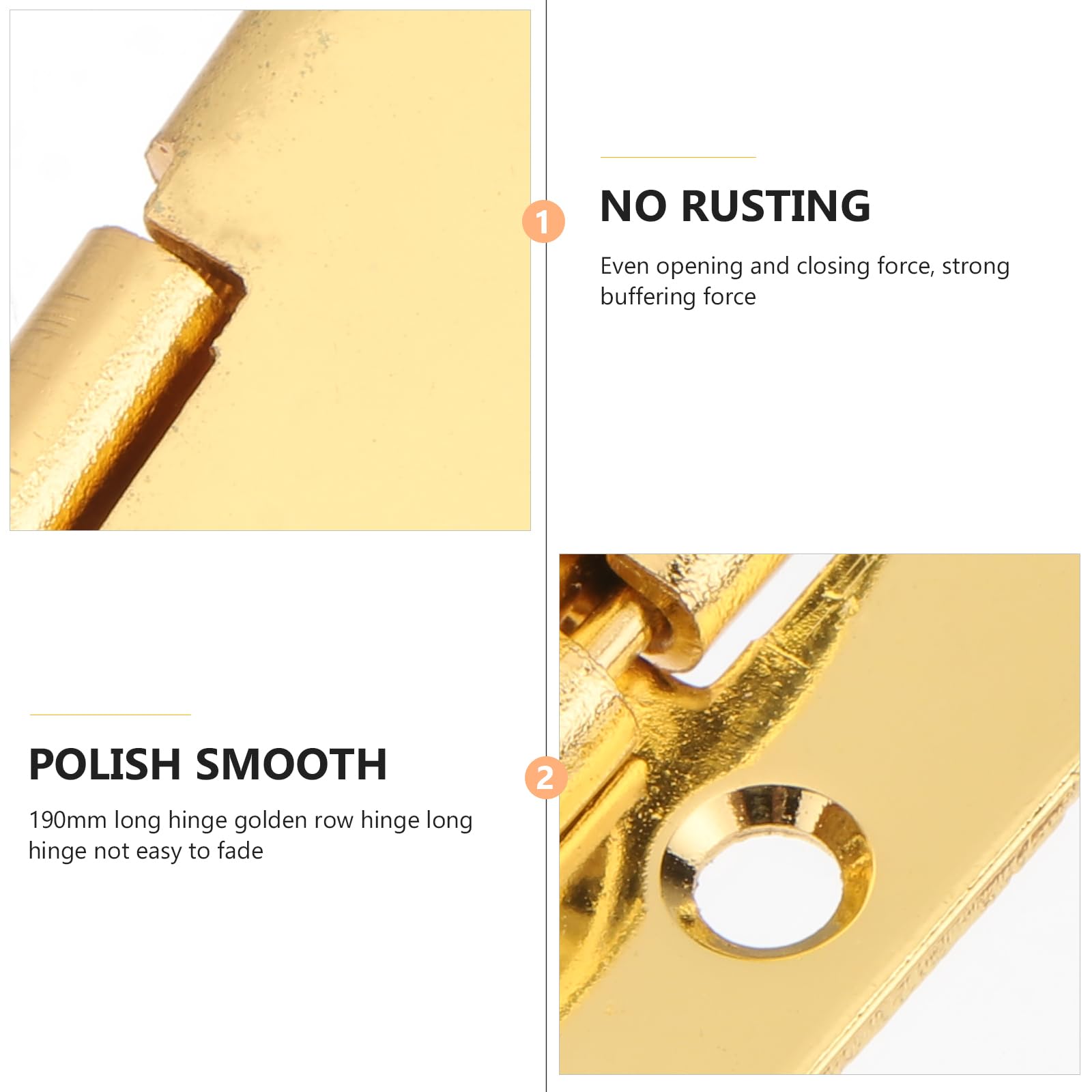 Homoyoyo 2pcs 190mm Hinge Door Fixing Hinge Cupboard s Stainless Steel Piano Brass Piano Heavy Duty Continuous Humidor Hardware Zinc Alloy Cabinet - Image 3
