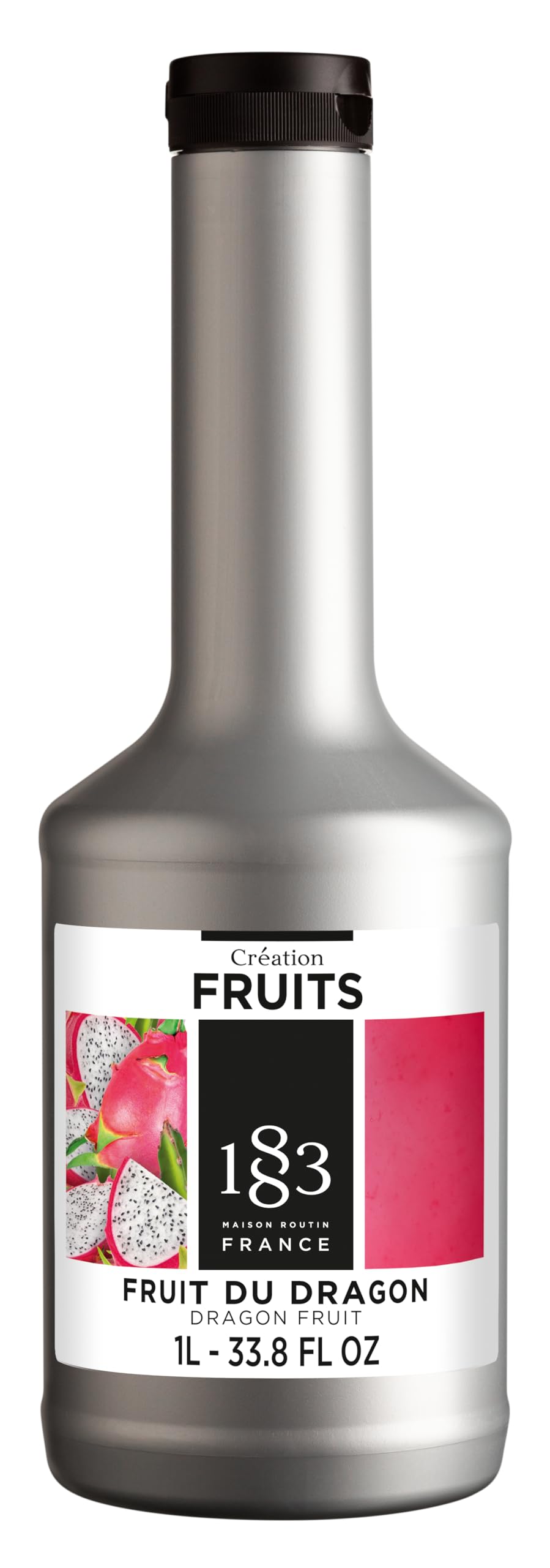 1883 Maison Routin Premium Dragon Fruit Purée for Smoothies, Cocktails & Desserts - Exotic Fruit Blend, Natural Flavour - 1L PET Bottle