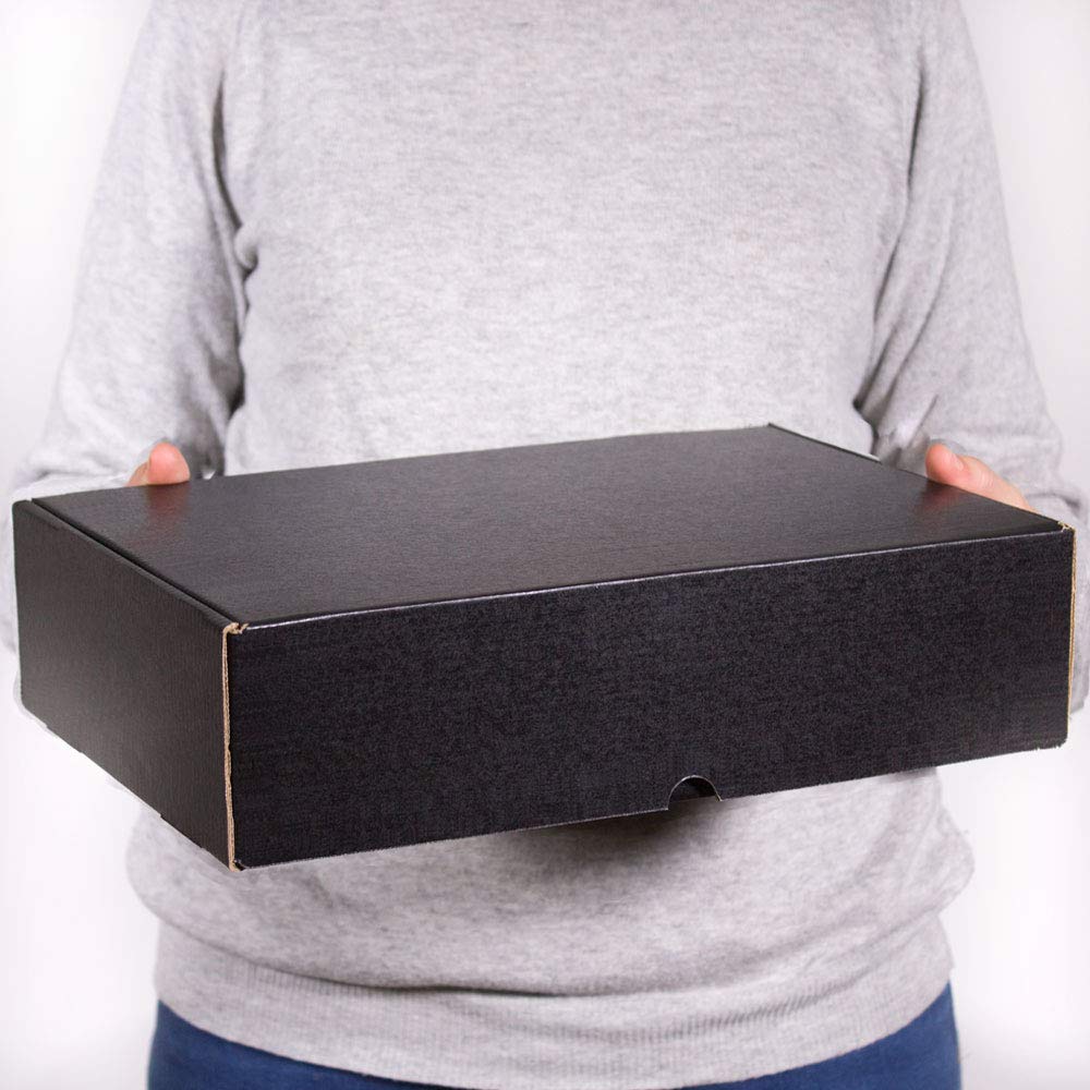 Pack 10 Cajas Cartón Kraft Automontables con Tapa Color Negro – Resistentes para Envíos, Ecommerce y Mensajería con medidas 42x32x10 cm