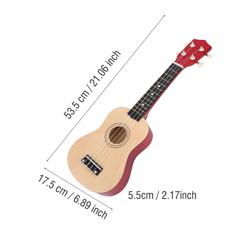 POENVFPO Ukulele da 21 Pollici, Tiglio, Corda in Nylon (Legno naturale) | Design a 12 tasti, per bambini principianti, scelta casuale inclusa, ispira talenti musicali