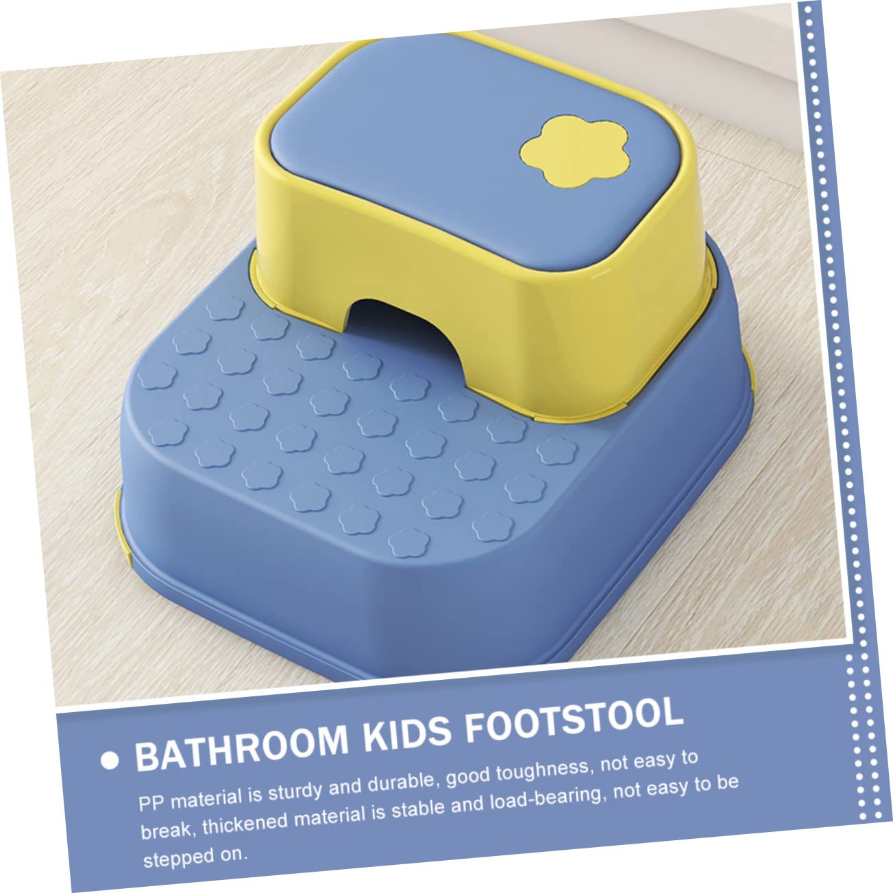 Taburete De Doble Capa Antideslizante para Niños, Escalón Seguro para Baño, Material PP Resistente, Diseño Azul y Amarillo, Adecuado para Bebés y Uso En Lavamanos, 1 Unidad