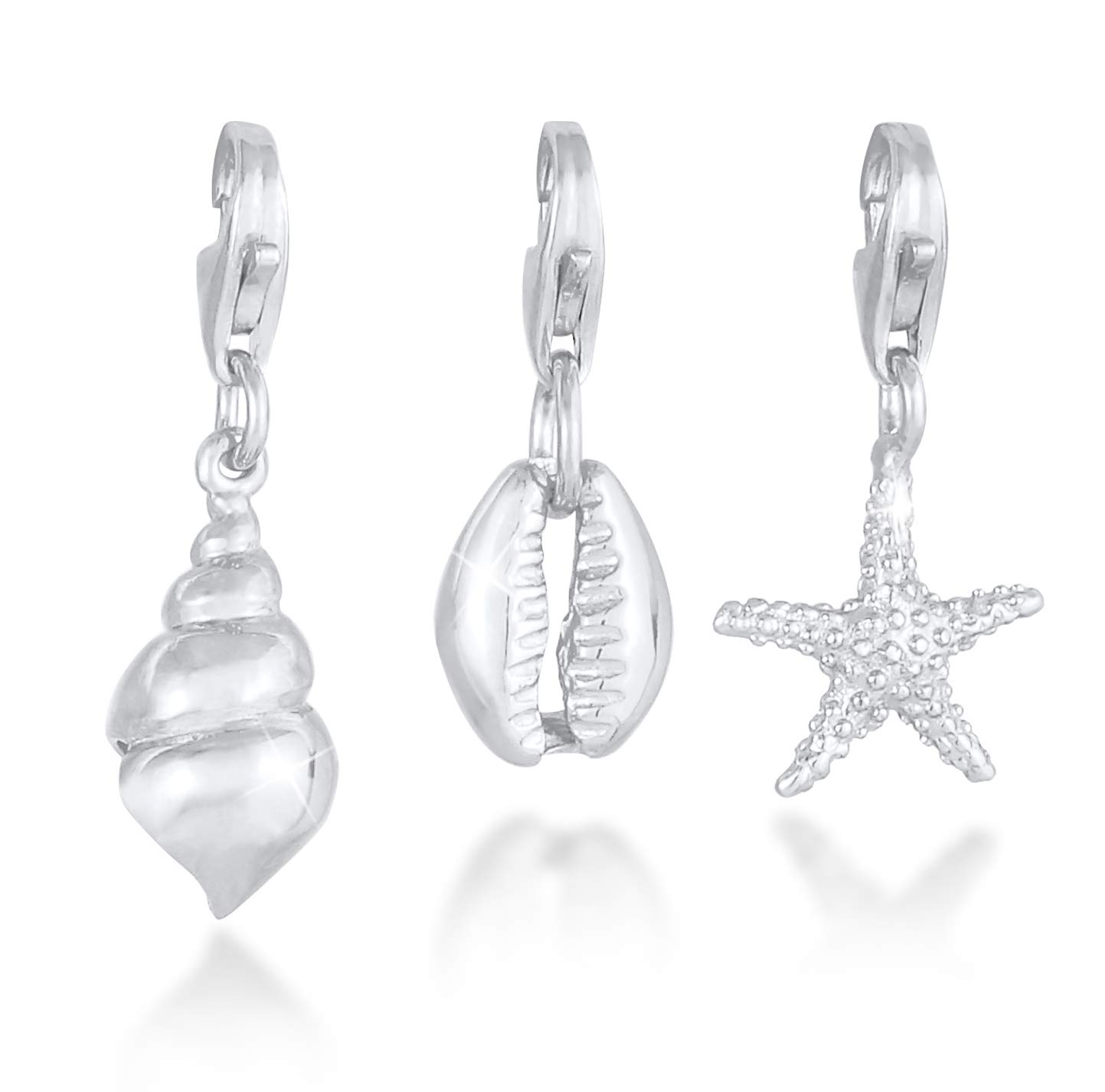 Nenalina Seestern Karabiner Charm Anhänger Bettelarmband 925 Silber | Damen-Charm-Anhänger für alle gängigen Charmträger Charm-Club Clasp-Charms 925er Sterling-Silber