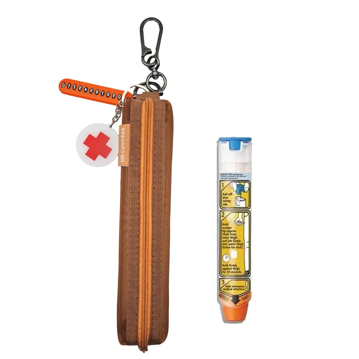 1 Pack Mesh Epi Pens Carrying Case EpiPen Carrier - Convenient Travel Case for Allergy and Diabetes - Fits Put in 1 Epi Pens (Brown)