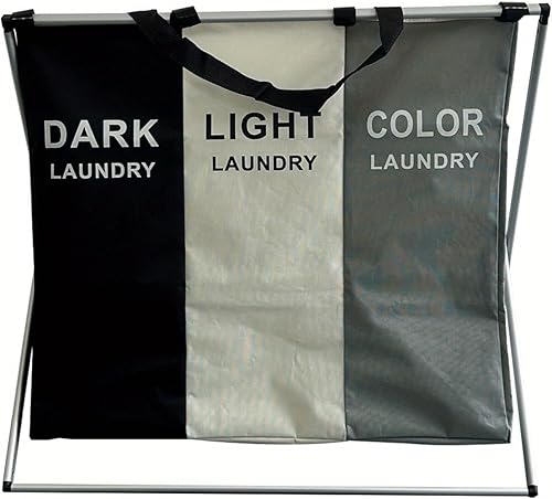 LASTYIBO 1 cesta clasificadora de ropa sucia, cesta de lavandería de 35 L, cesta de 23 secciones con marco de aluminio, 24 x 14 x 23 pulgadas, cesta