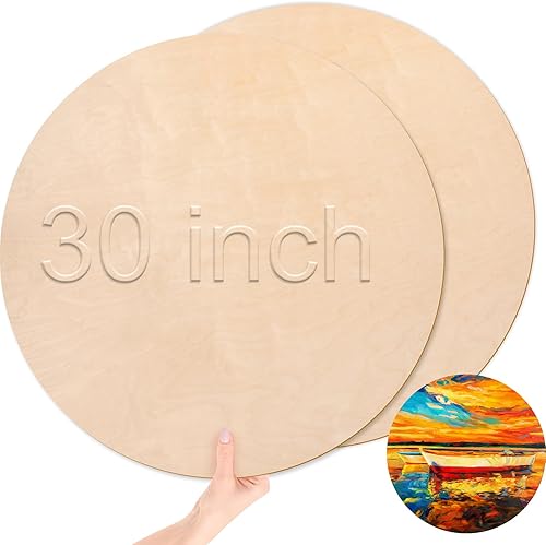 Thyle 2 paneles de madera redonda sin terminar de 30 pulgadas, paneles de madera de abedul de 1/4 de grosor, círculo de madera contrachapada para