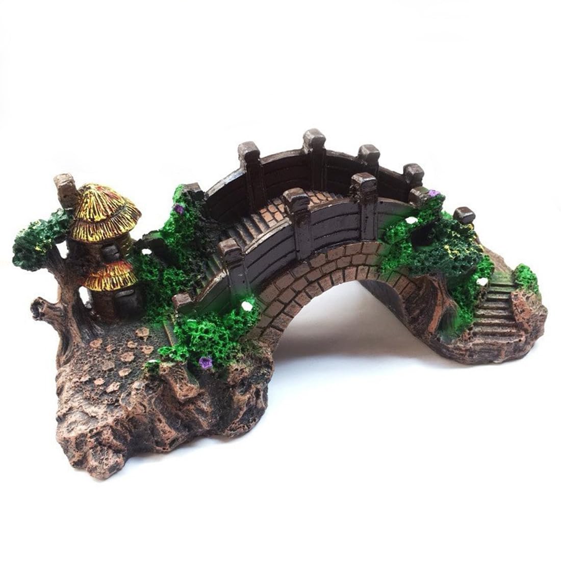 GNHG Puente de paisajismo para Acuario, Puente de jardín de Rocas para Acuario, Puente de simulación Decorativo para Acuario de Oro, Puente escénico, 1 artículo
