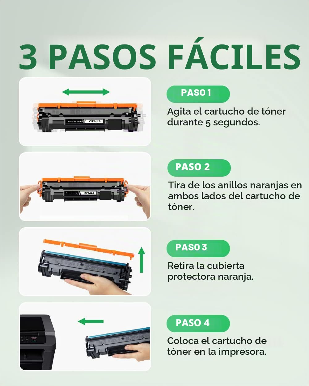 Colorfly CF244A 44A Cartuchos de Tóner Compatibles para HP LaserJet Pro M15w M15a MFP M28a M28w (2 Negro)