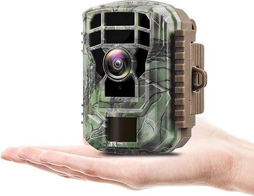 Mini cámara de sendero, cámara de juego 1080P de 16 MP con visión nocturna activada por movimiento, IP65 impermeable, cámara de caza de 120 de ancho