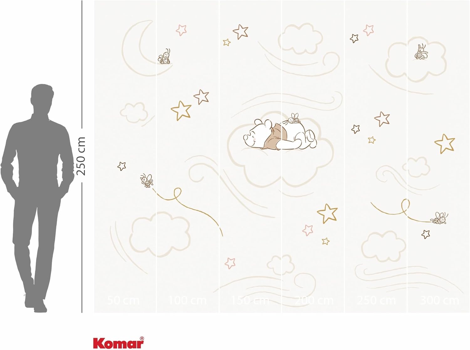 Komar Non-Woven Photo Wallpaper Disney Winnie The Pooh Sleepy Little Bear Size 300 x 250 cm Children's Wallpaper