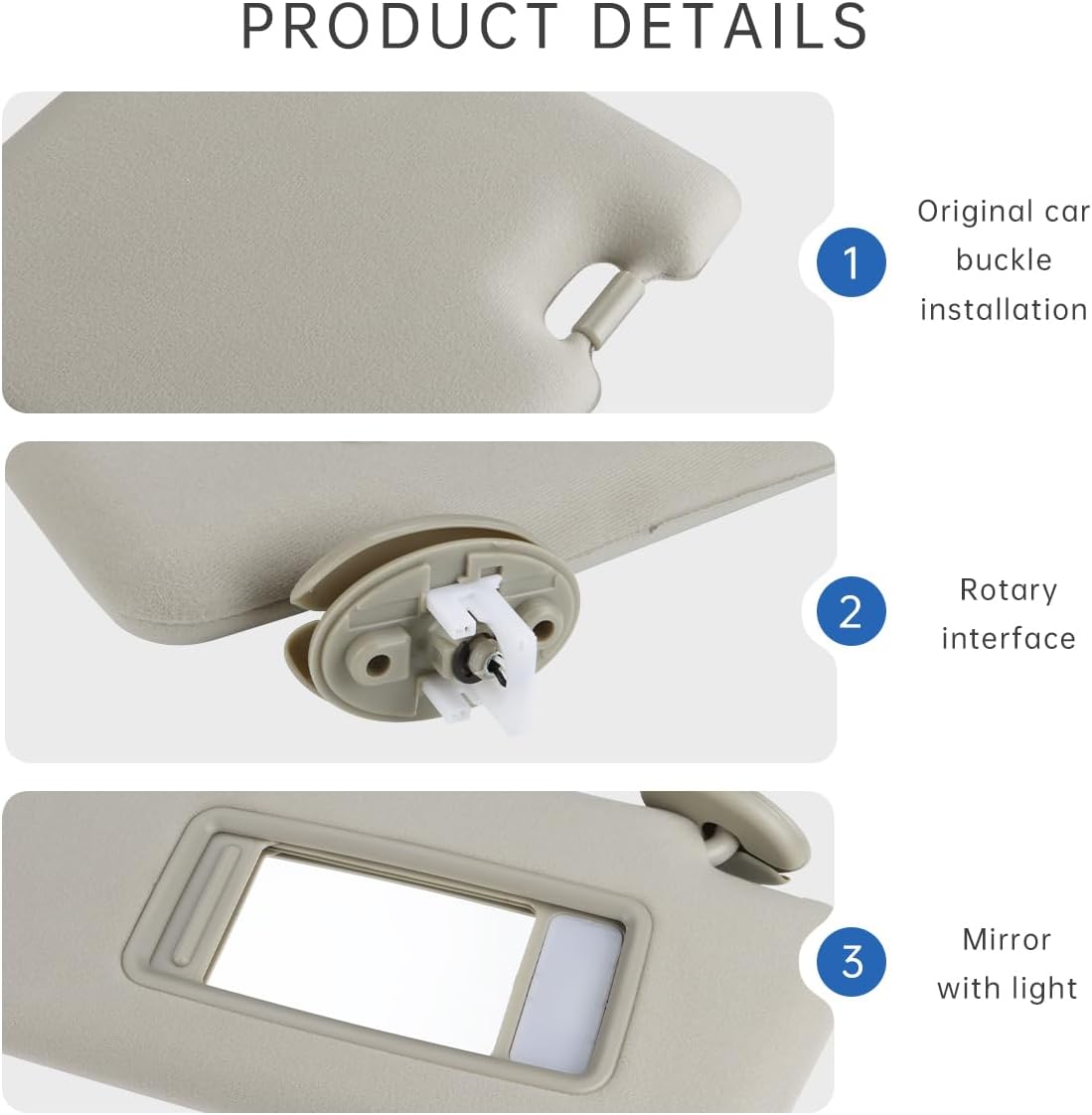 INTGET 2PCS Beige Sun Visors with Light for Toyota Tacoma Accessories 2005-2015 Car Sun Visor Replacement with Mirror with Light (Beige, 2PCS)