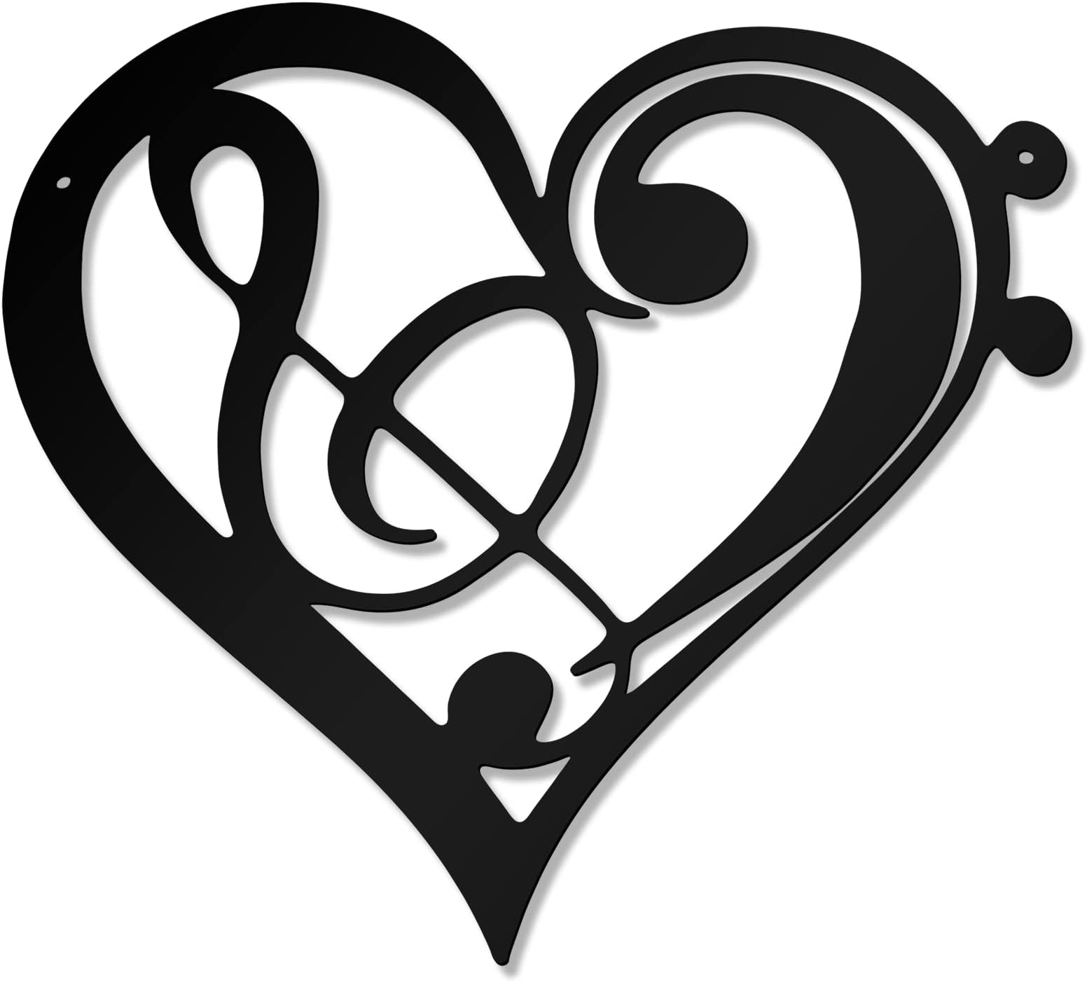 Zhengmy Heart Metal Music Wall Decor Musical Notes Metal Wall Art Vintage Music Theme Note Hanging Wall Sign for Music Room, Bedroom, Living Room or Classroom 13.78 x 12.6 Inches