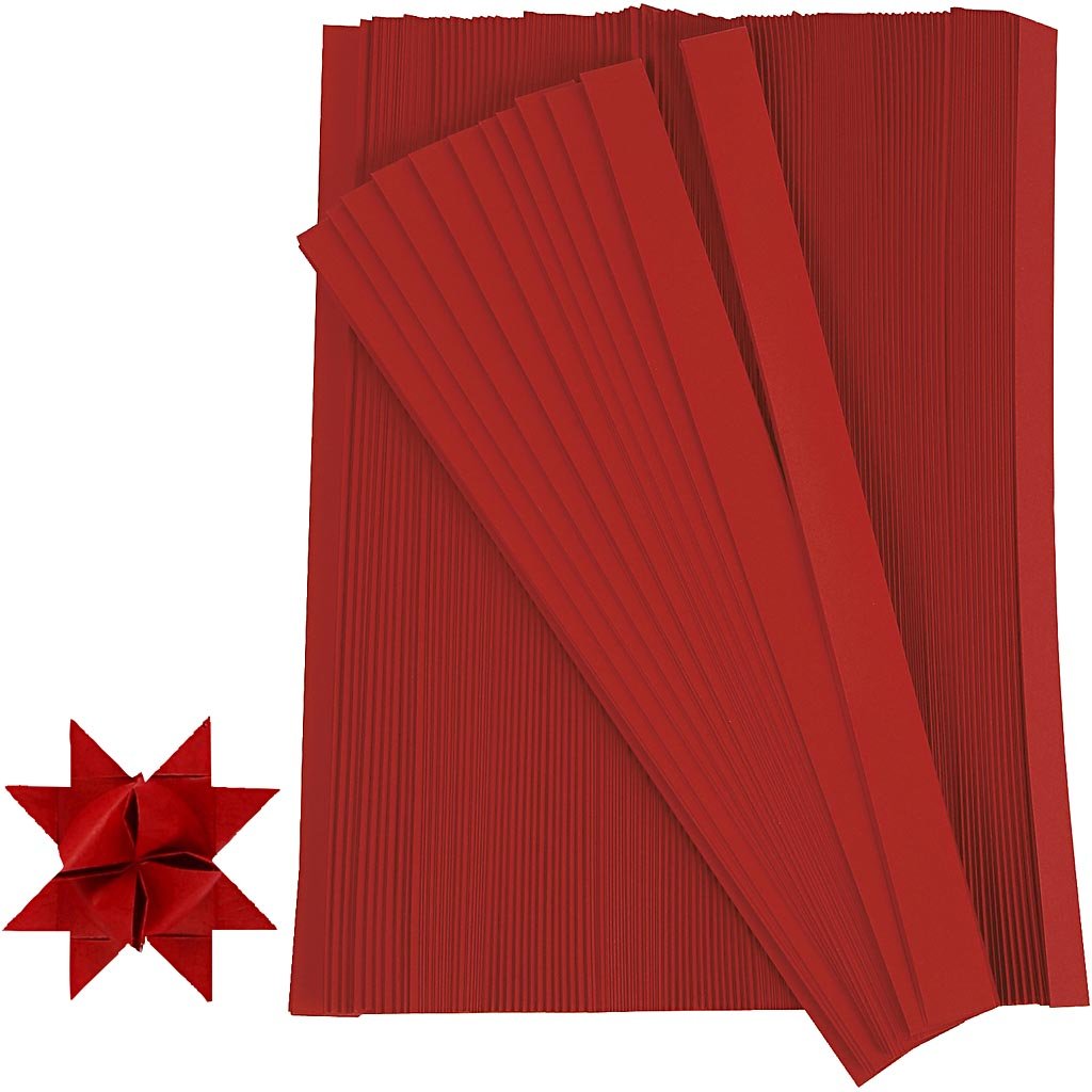 Paper Star Strips, W: 15 mm, D: 6,5 mm, red, 500pcs, L: 45 cm
